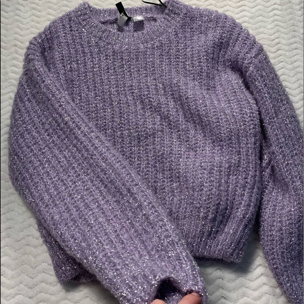 Divided lavender sparkly crewneck, size medium.